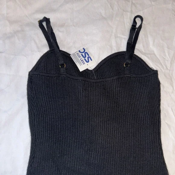 Black knit bodysuit Women's Size Medium Spaghetti straps NWT Sexy - Picture 5 of 9